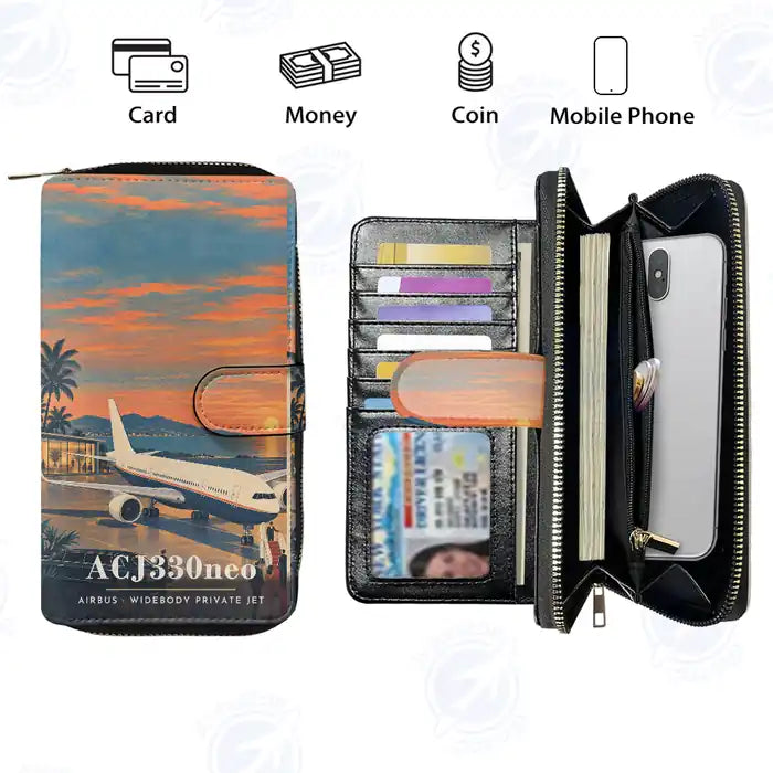 Airbus ACJ330neo Leather Wallets - Zip Long Wallet - 3D