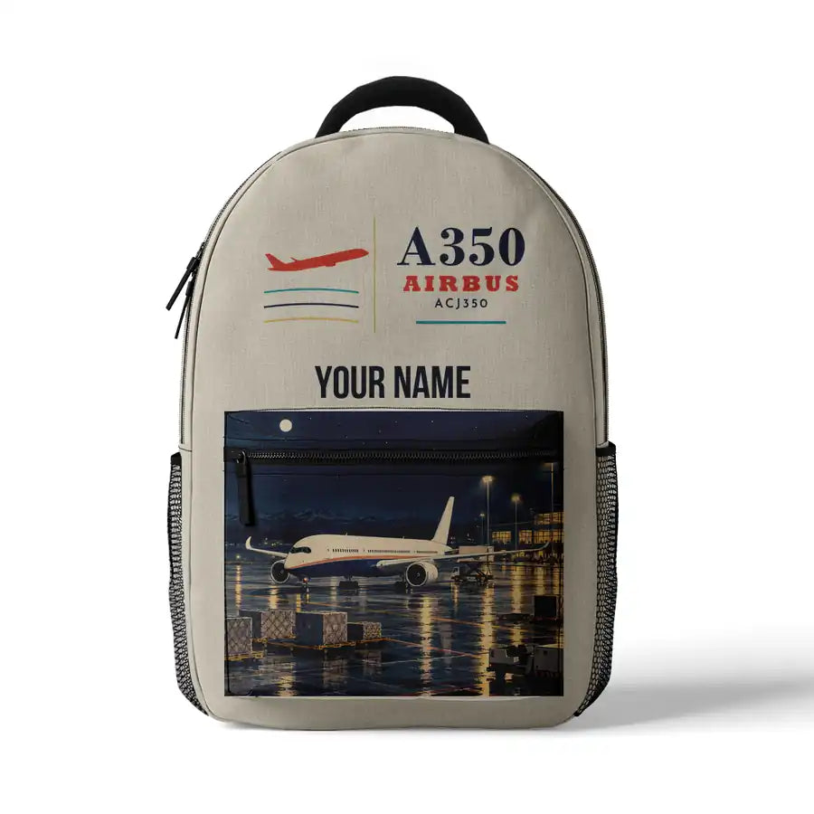 Airbus ACJ350 - 3D Backpack - Beige + Name