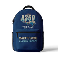 Thumbnail for Airbus ACJ350 - 3D Backpack - Cartoon + Name - Blue