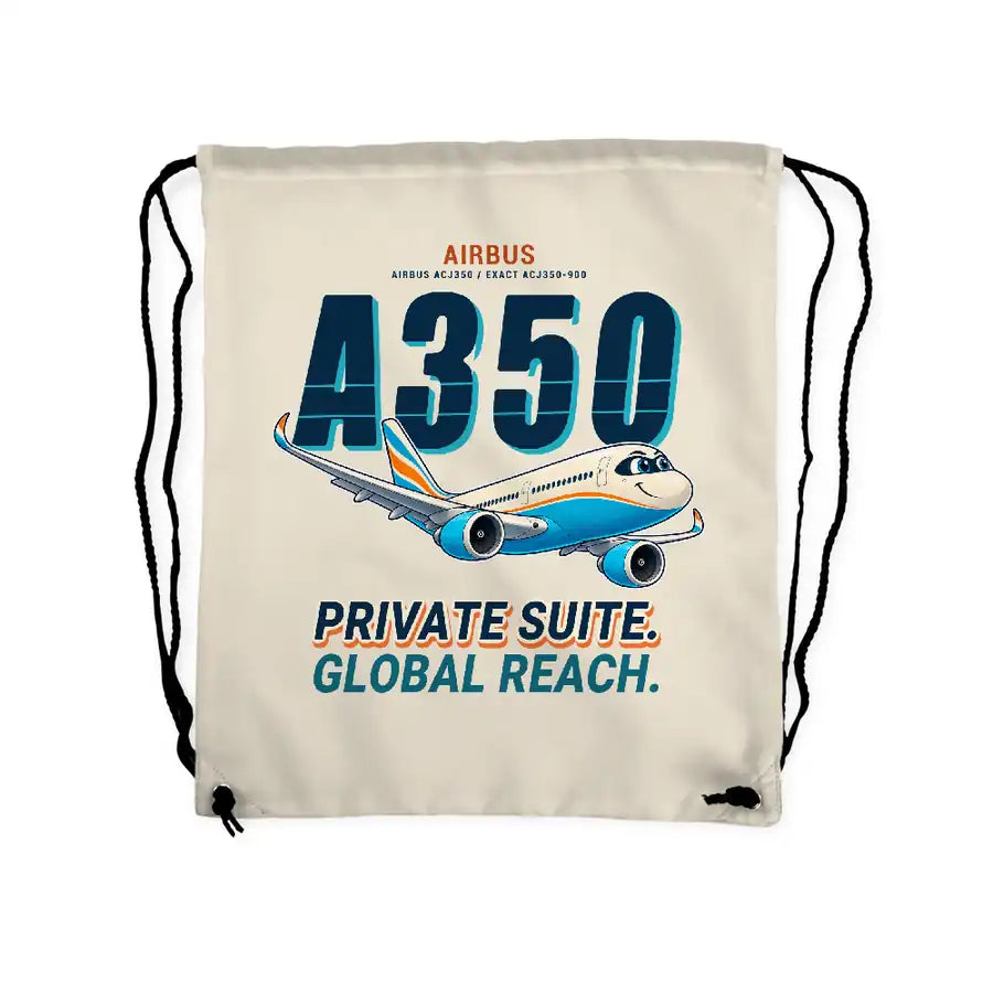 Airbus ACJ350 - Drawstring Bag - Cartoon - Beige