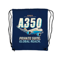 Thumbnail for Airbus ACJ350 - Drawstring Bag - Cartoon - Dark Blue