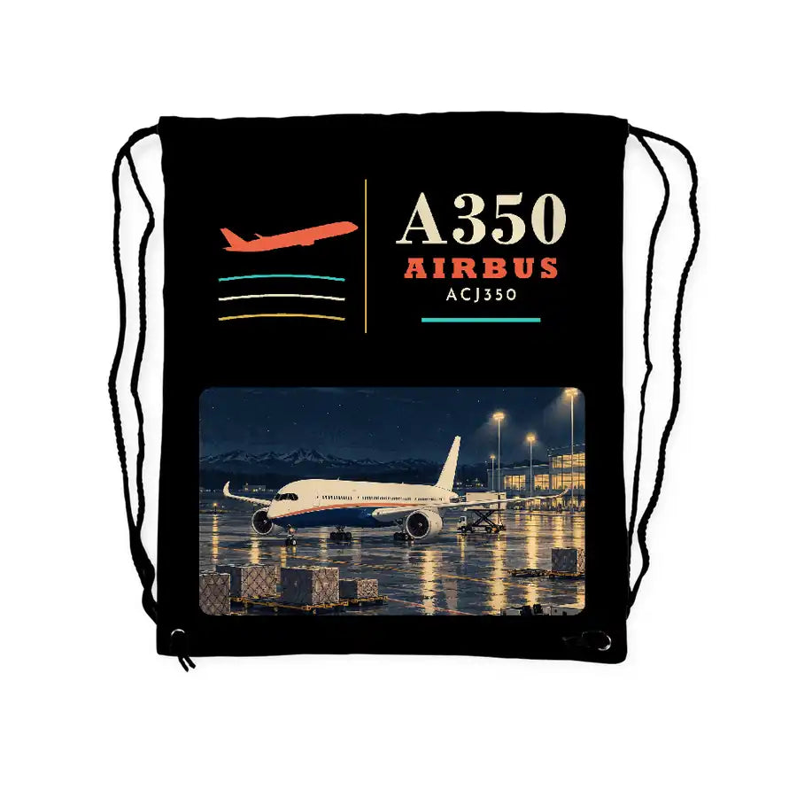 Airbus ACJ350 - Drawstring Bag - Classic - Black