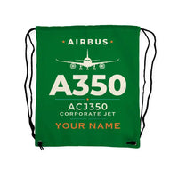 Thumbnail for Airbus ACJ350 - Drawstring Bag - Heritage + Name - Green