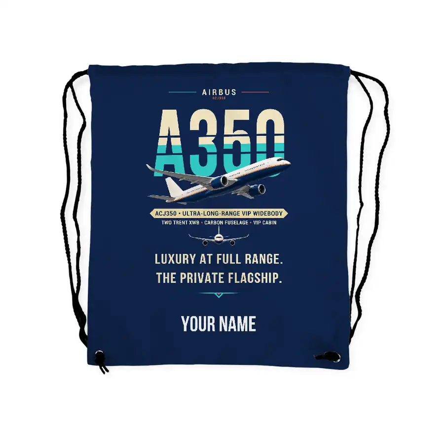 Airbus ACJ350 - Drawstring Bag - Original + Name - Dark Blue