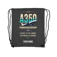 Thumbnail for Airbus ACJ350 - Drawstring Bag - Original + Name - Gray