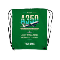 Thumbnail for Airbus ACJ350 - Drawstring Bag - Original + Name - Green
