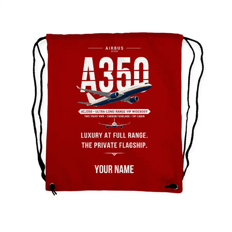 Airbus ACJ350 - Drawstring Bag - Original + Name - Red