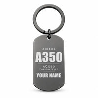 Thumbnail for Airbus ACJ350 - Key Chain - Tag + Name - Black
