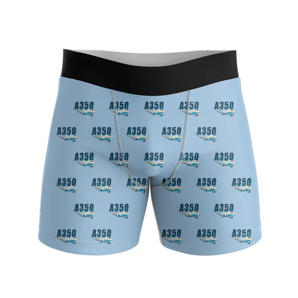Airbus ACJ350 - Men Boxers - Cartoon Pattern - Light Blue