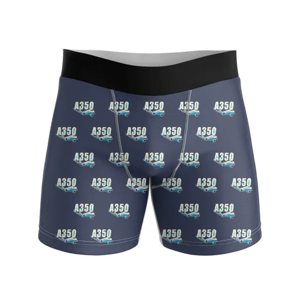 Airbus ACJ350 - Men Boxers - Cartoon Pattern - Navy Blue
