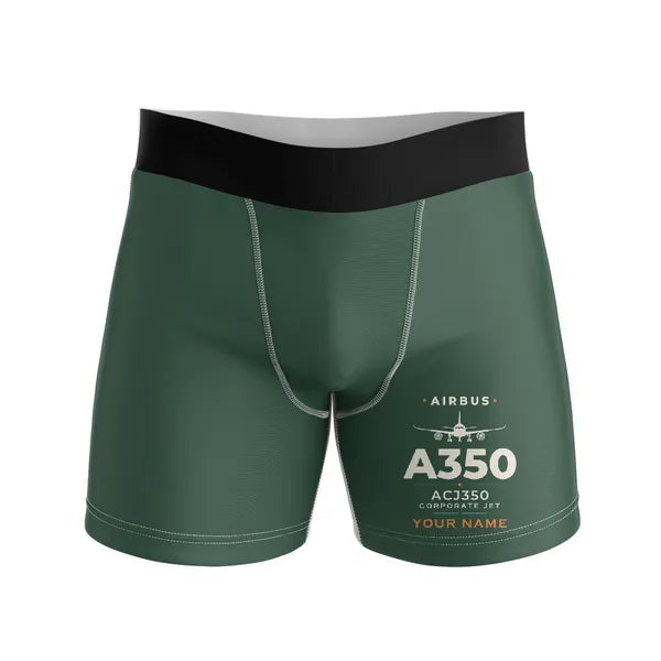 Airbus ACJ350 - Men Boxers - Heritage + Name - Dark Green