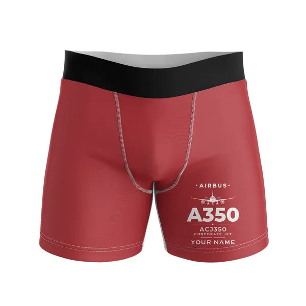 Airbus ACJ350 - Men Boxers - Heritage + Name - Red