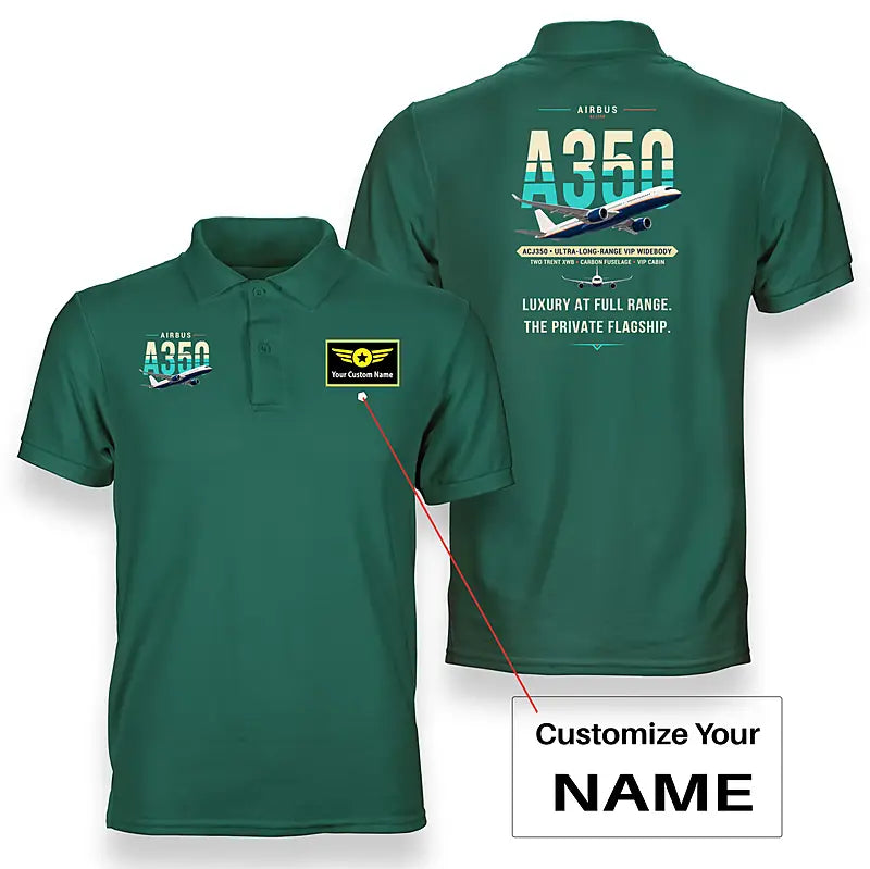 Airbus ACJ350 - exact ACJ350-900 - Original - Double-Side Polo - Green + Name