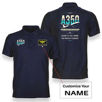 Thumbnail for Airbus ACJ350 - exact ACJ350-900 - Original - Double-Side Polo - Navy Blue + Name
