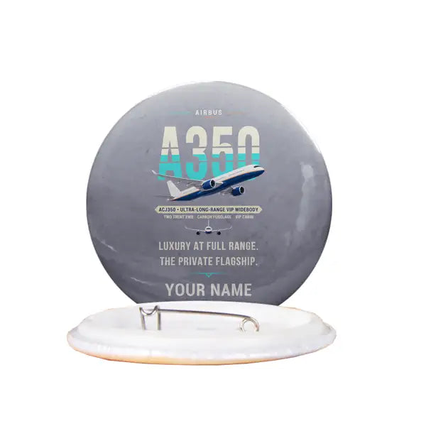 Airbus ACJ350 - Original + Name - Pin - Gray