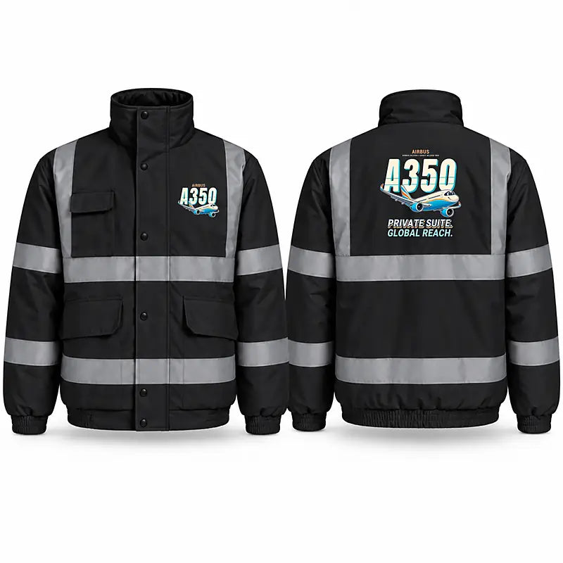 Airbus ACJ350 Reflective Winter Jackets - Cartoon - Black