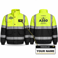 Thumbnail for Airbus ACJ350 Reflective Winter Jackets - Heritage + Name - Fluorescent Yellow & Navy