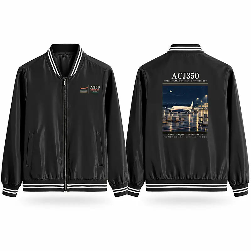 Airbus ACJ350 Stylish Jackets - Baseball Collar - Poster - Black