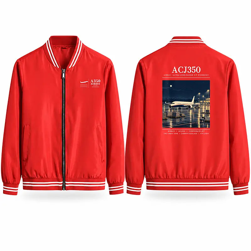 Airbus ACJ350 Stylish Jackets - Baseball Collar - Poster - Red