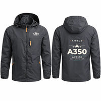 Thumbnail for Airbus ACJ350 Stylish Jackets - Hooded Windbreaker - Heritage - Charcoal