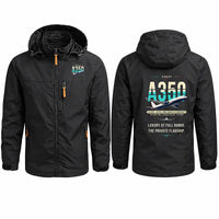 Thumbnail for Airbus ACJ350 Stylish Jackets - Hooded Windbreaker - Original - Black