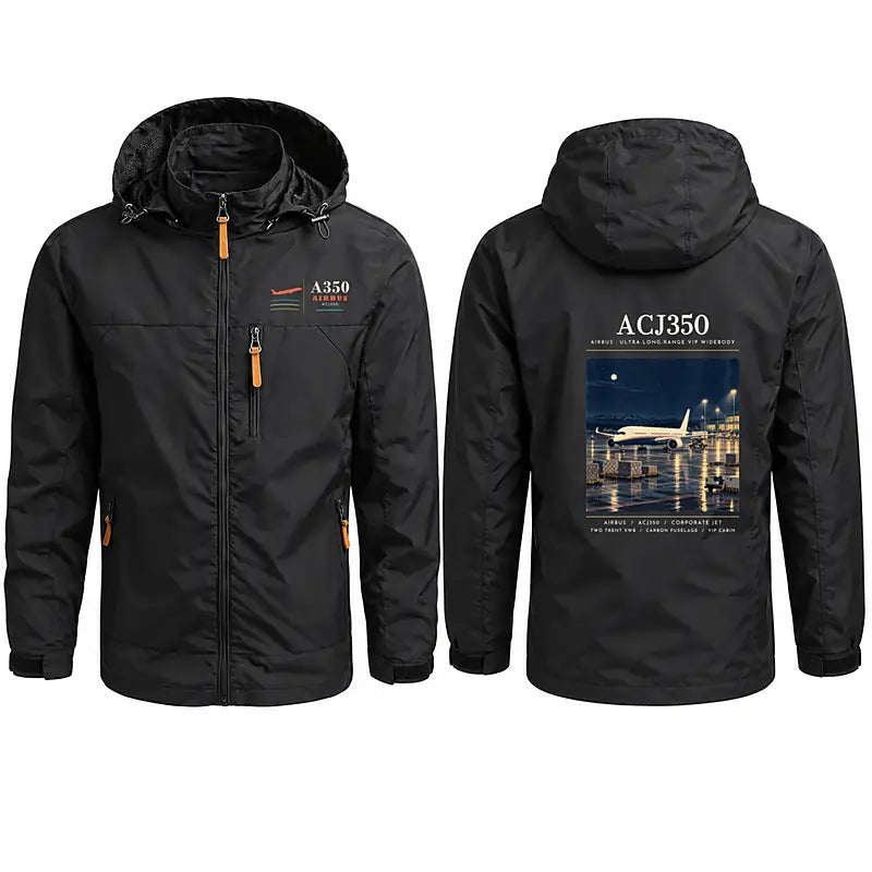 Airbus ACJ350 Stylish Jackets - Hooded Windbreaker - Poster - Black