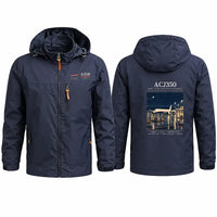 Thumbnail for Airbus ACJ350 Stylish Jackets - Hooded Windbreaker - Poster - Navy Blue