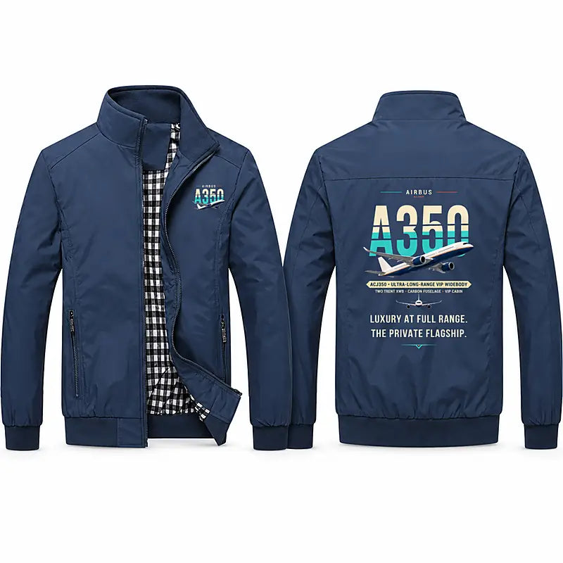 Airbus ACJ350 Stylish Jackets - Stand Collar - Original - Navy Blue