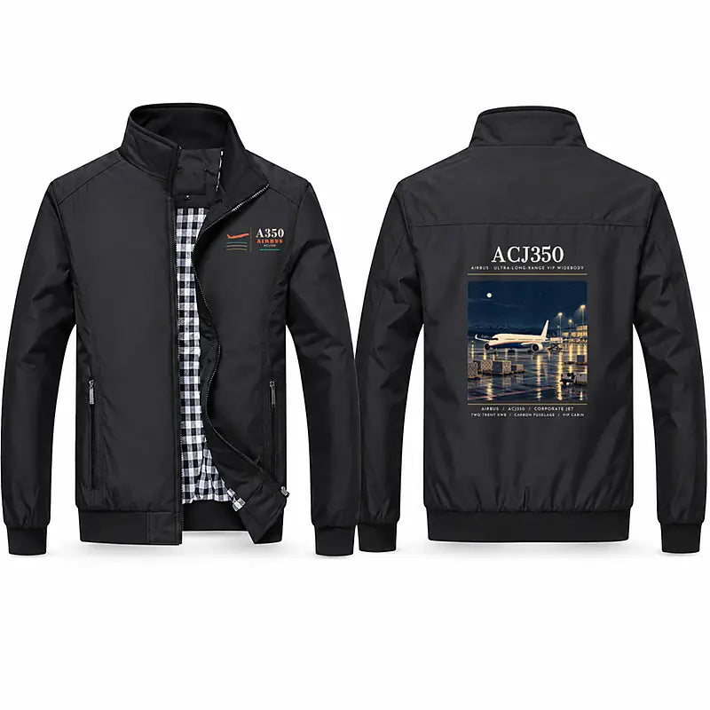Airbus ACJ350 Stylish Jackets - Stand Collar - Poster - Black
