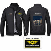 Thumbnail for Airbus ACJ350 Stylish Jackets - Stand Collar - Poster + Name - Black