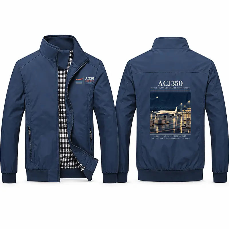 Airbus ACJ350 Stylish Jackets - Stand Collar - Poster - Navy Blue