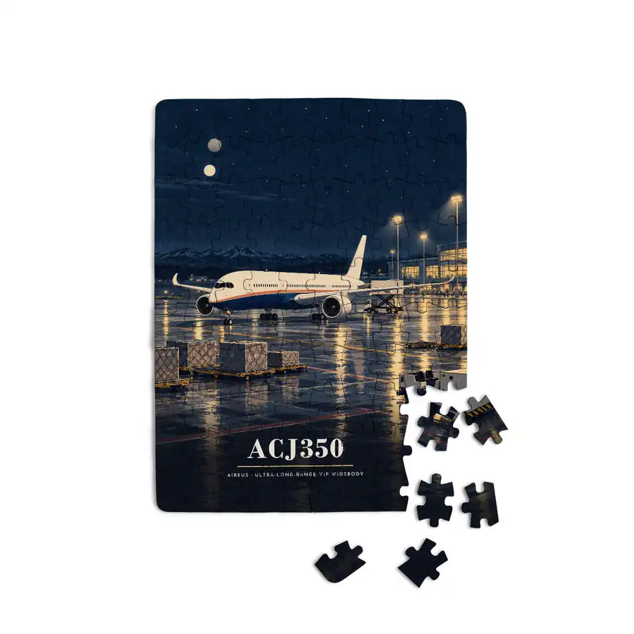 Airbus ACJ350 - Vertical + Text - Canvas Puzzle