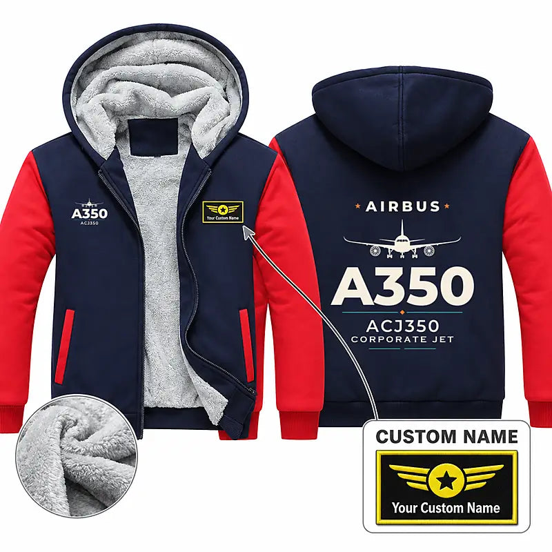 Airbus ACJ350 Zipped Sweatshirts - Heritage + Name - Navy & Red