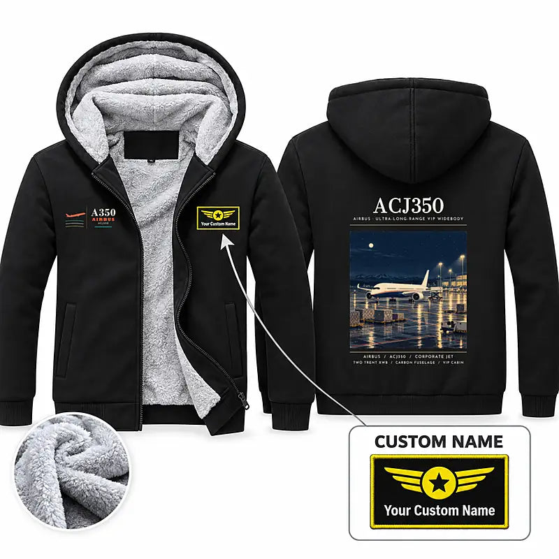 Airbus ACJ350 Zipped Sweatshirts - Poster + Name - Black