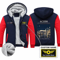Thumbnail for Airbus ACJ350 Zipped Sweatshirts - Poster + Name - Navy & Red