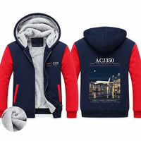 Thumbnail for Airbus ACJ350 Zipped Sweatshirts - Poster - Navy & Red