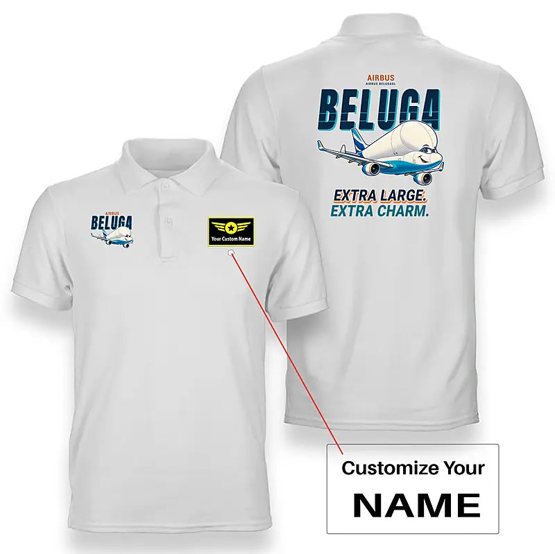 Airbus BelugaXL - A330-743L - Cartoon - Double-Side Polo - White + Name
