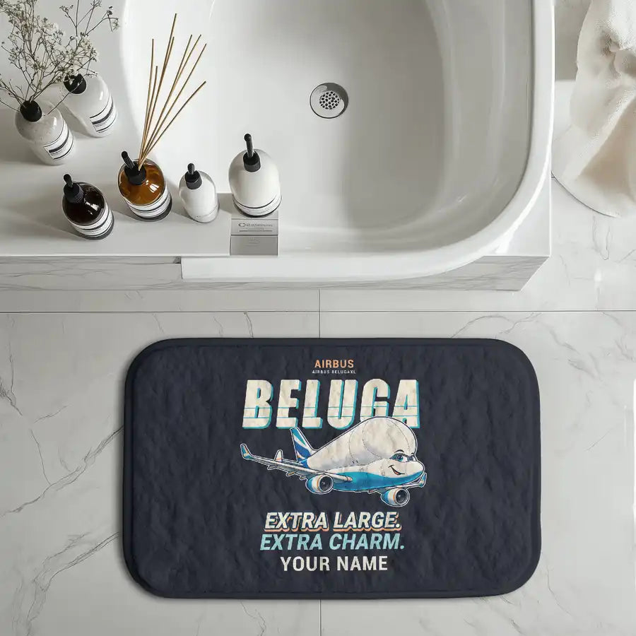 Airbus BelugaXL - A330-743L - Cartoon + Name - Bath Mat