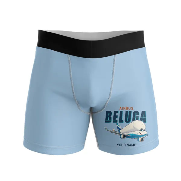 Airbus BelugaXL - A330-743L - Men Boxers - Cartoon + Name - Light Blue