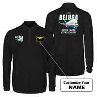 Thumbnail for Airbus BelugaXL - A330-743L Premium Polo T-Shirts - Cartoon + Name - Long Sleeve - Black