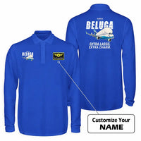 Thumbnail for Airbus BelugaXL - A330-743L Premium Polo T-Shirts - Cartoon + Name - Long Sleeve - Blue