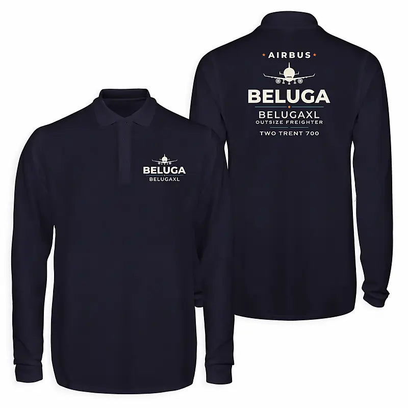 Airbus BelugaXL - A330-743L Premium Polo T-Shirts - Heritage - Long Sleeve - Dark Blue