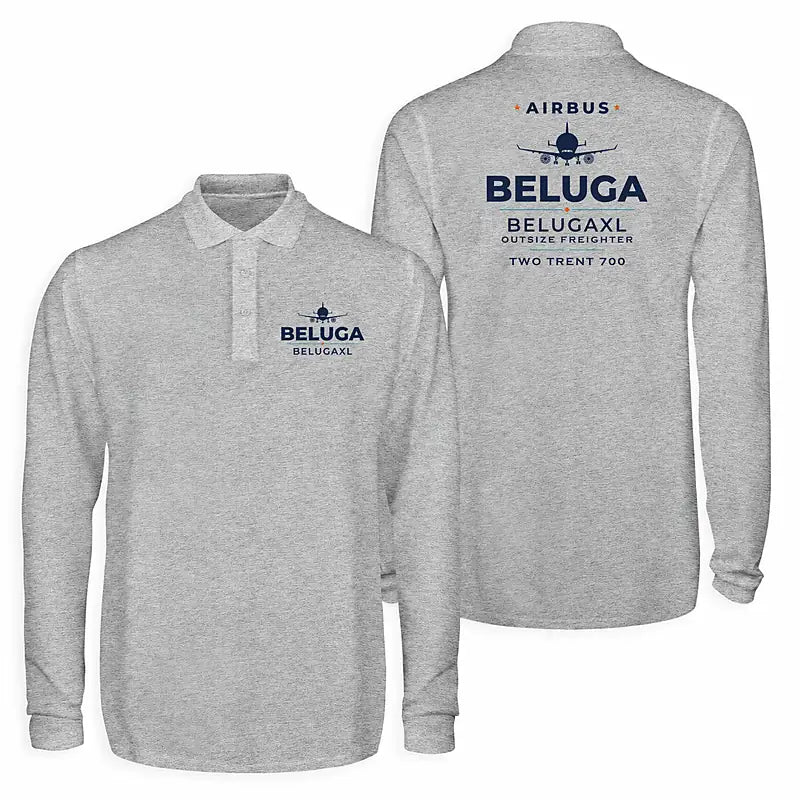 Airbus BelugaXL - A330-743L Premium Polo T-Shirts - Heritage - Long Sleeve - Gray