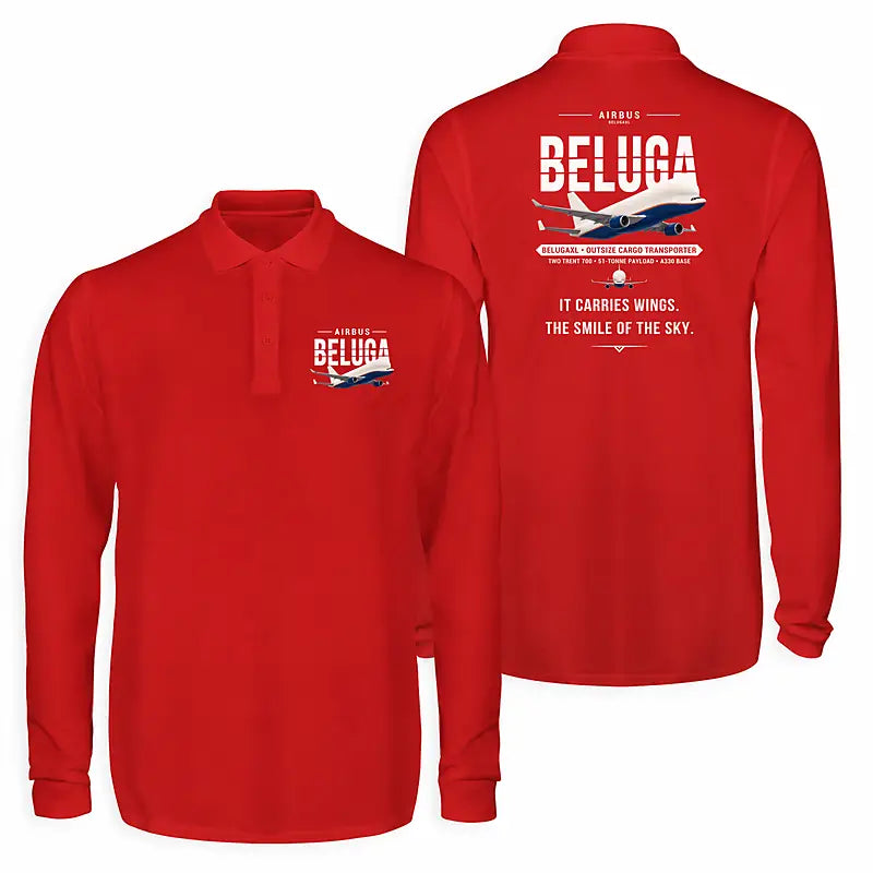 Airbus BelugaXL - A330-743L Premium Polo T-Shirts - Original - Long Sleeve - Red
