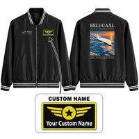 Thumbnail for Airbus BelugaXL - A330-743L Stylish Jackets - Baseball Collar - Poster + Name - Black