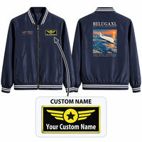 Thumbnail for Airbus BelugaXL - A330-743L Stylish Jackets - Baseball Collar - Poster + Name - Navy Blue