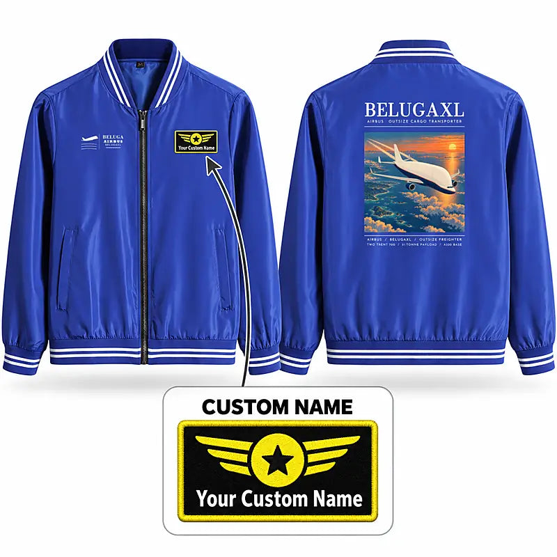 Airbus BelugaXL - A330-743L Stylish Jackets - Baseball Collar - Poster + Name - Royal Blue