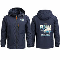 Thumbnail for Airbus BelugaXL - A330-743L Stylish Jackets - Hooded Windbreaker - Cartoon - Navy Blue