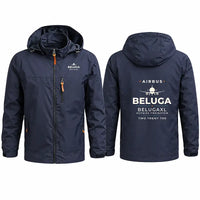 Thumbnail for Airbus BelugaXL - A330-743L Stylish Jackets - Hooded Windbreaker - Heritage - Navy Blue
