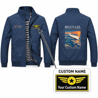Thumbnail for Airbus BelugaXL - A330-743L Stylish Jackets - Stand Collar - Poster + Name - Navy Blue